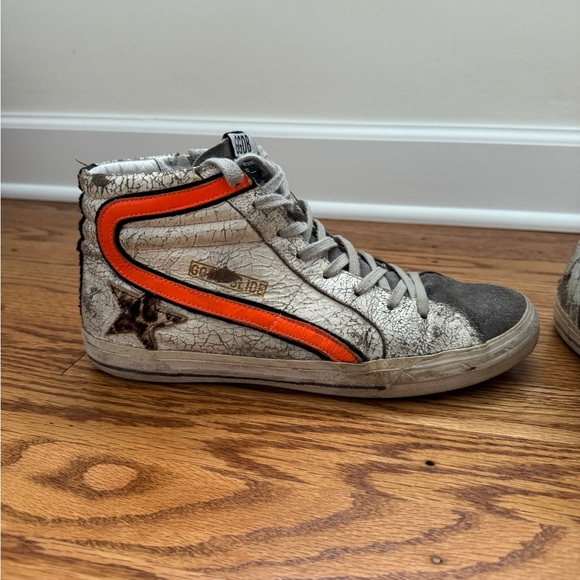 Golden Goose Slide sneakers in crackled suede with leopard print star EU43 - Picture 4 of 6